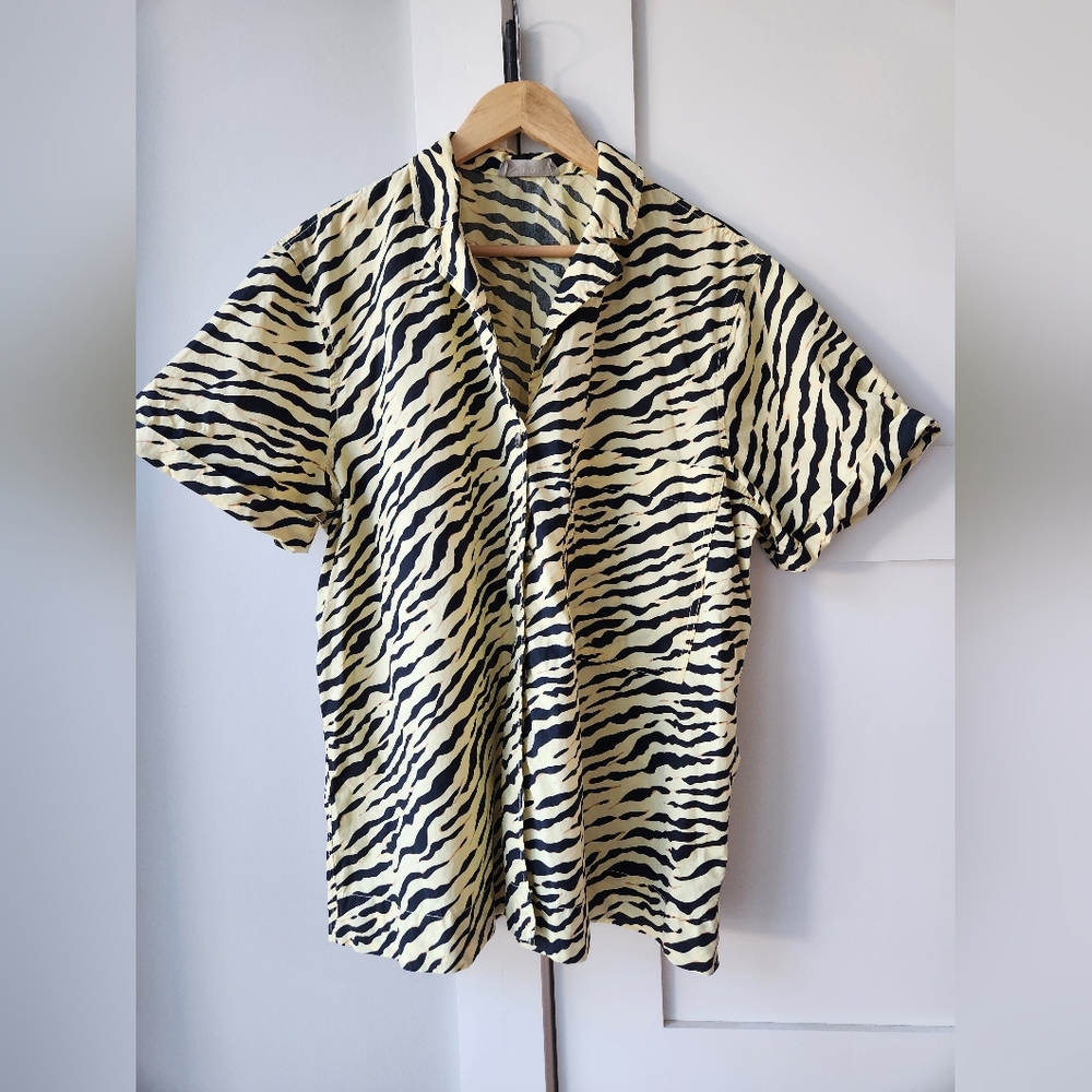 Everlane 100% Cotton Poplin Shirt And Shorts Matching Set, Animal Print, XL - Picture 2 of 8